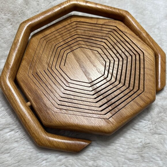 Handcrafted Wooden Collapsible Basket With Handle - Picture 9 of 11